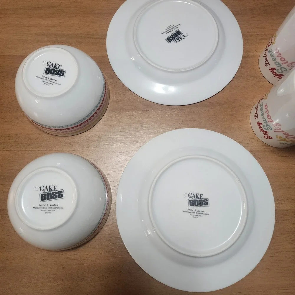 Buddy Valastro Cake Boss Icing And Quotes  Dish Set Dessert Plates Bowls  Cups